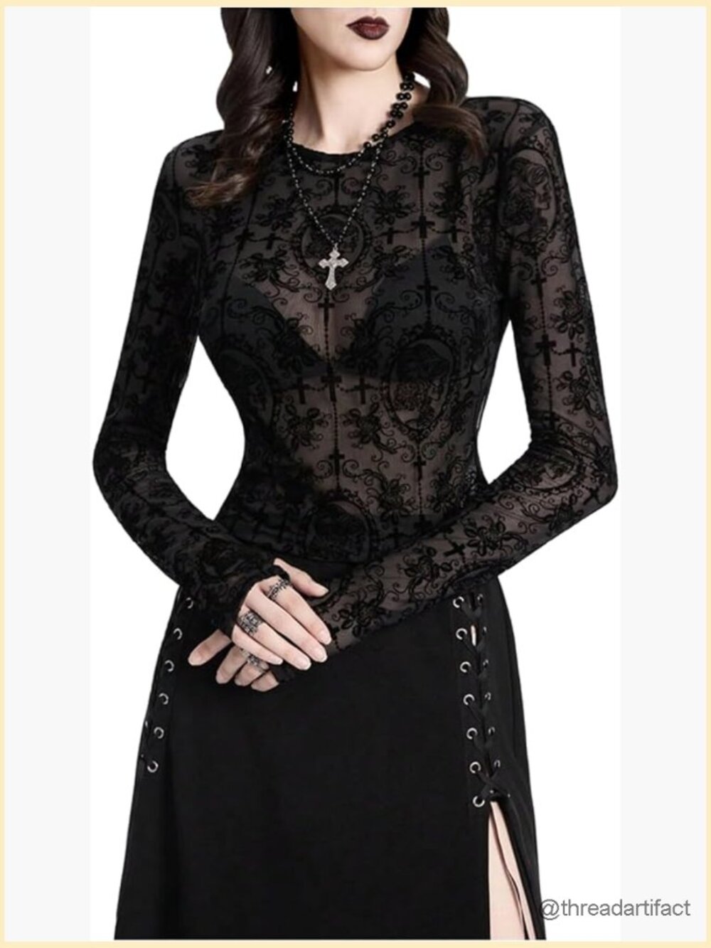 Gothic Snake Graphic Long Sleeve Crew Neck T-Shirt